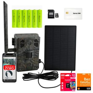 Zestaw fotopułapka z podglądem na żywo TopHunt 2.7K 4G LTE Dark Green + Karta SIM + Karta SD 32GB