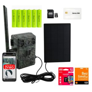 Zestaw fotopułapka z podglądem na żywo TopHunt 2.7K 4G LTE Green + Karta SIM + Karta SD 32GB